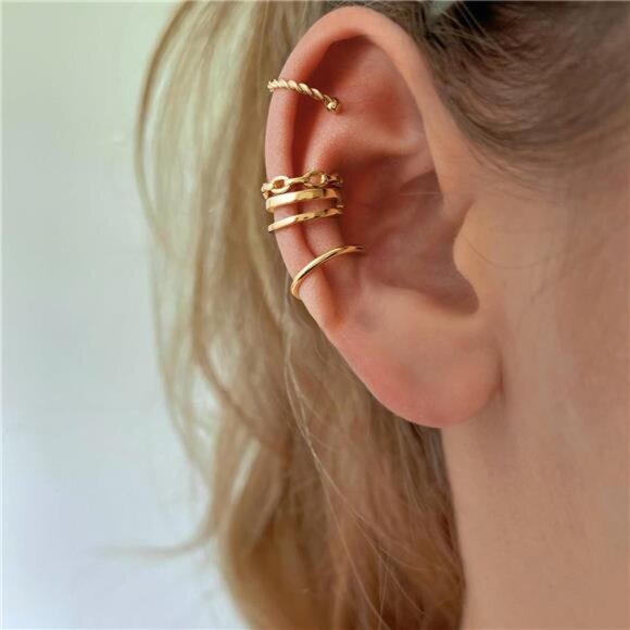 Cuff Earrings 925 Sterling Silver Ear Cuff Earrings Non-Piercing Fake Cuff - Picture 3 of 7